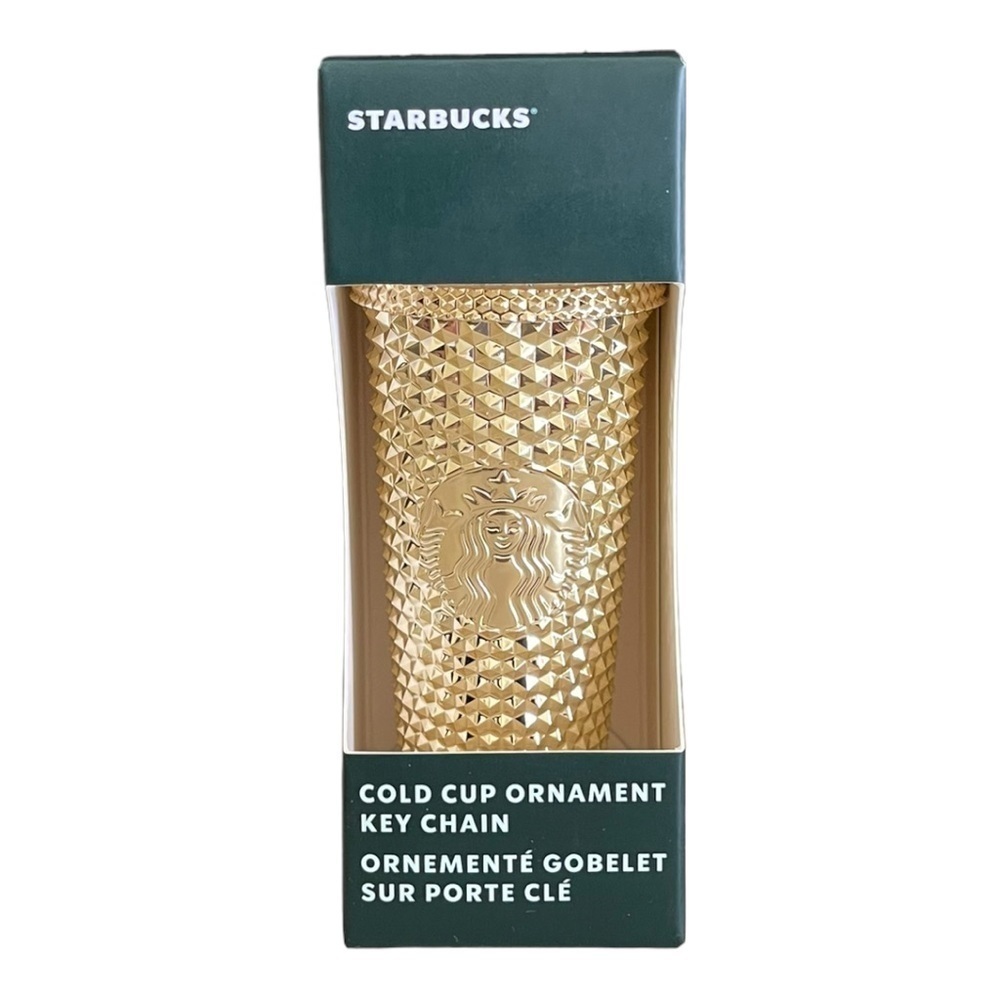 NEW Starbucks Ornament Keychain Tumbler Gold Holiday Christmas Studded Metallic
